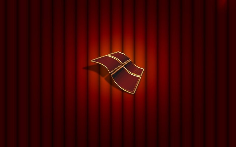 Windows logo on red curtain