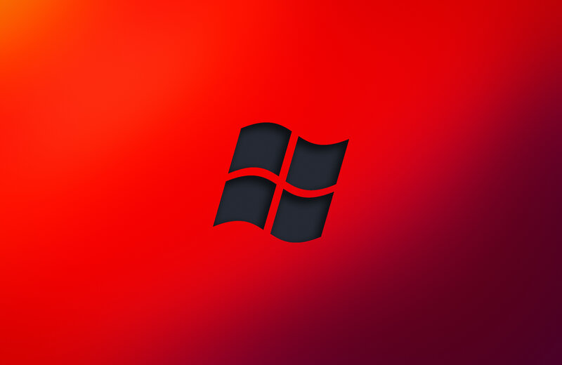 Windows Logo on Red — Minimalist, Digital Art