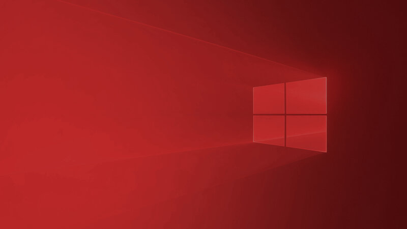 Windows Logo on Red Wall — Minimalist