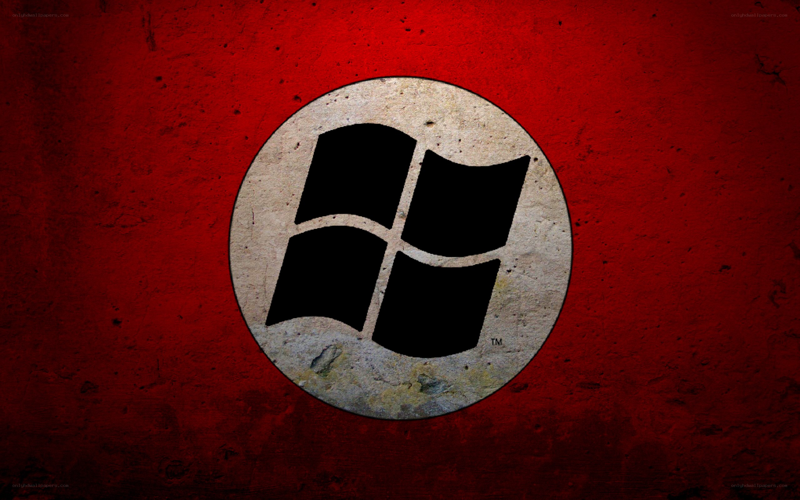 Windows logo on red wall