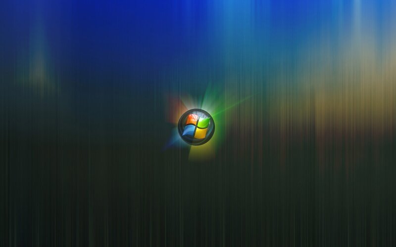 Windows Logo on Screen — Blue, Dramatic
