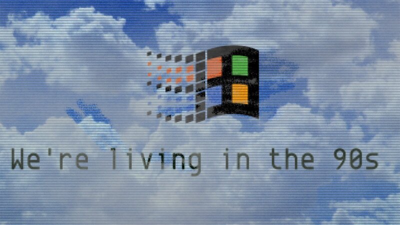 Windows Logo on Screen — Blue, Nostalgic
