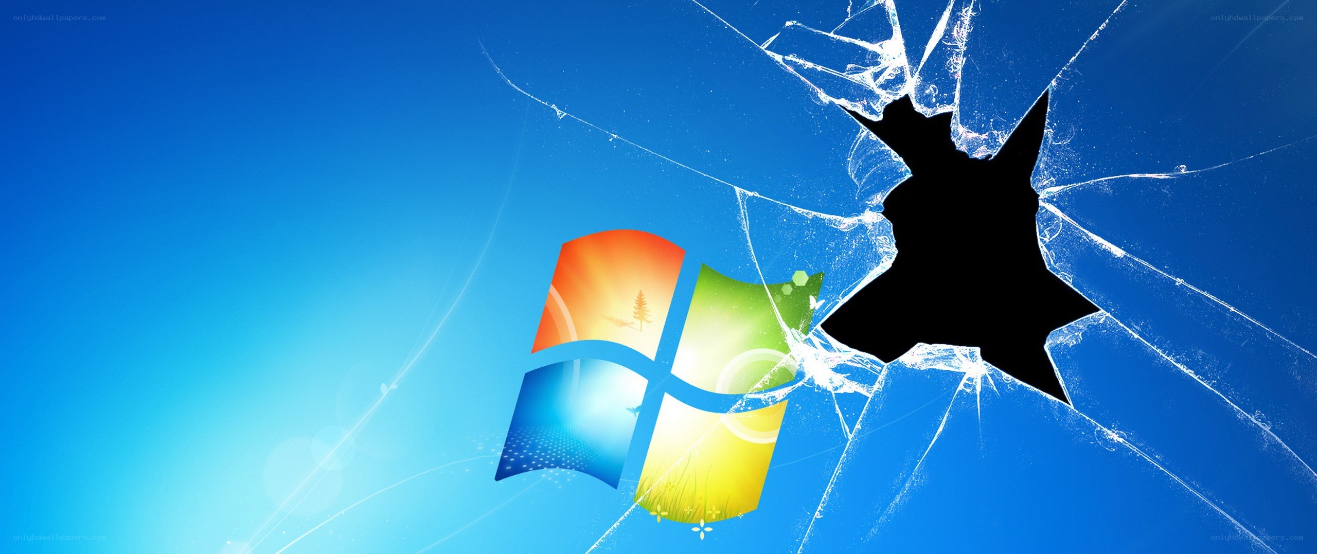 Windows logo on shattered glass
