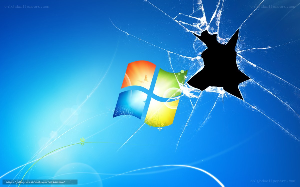 Windows logo on shattered glass