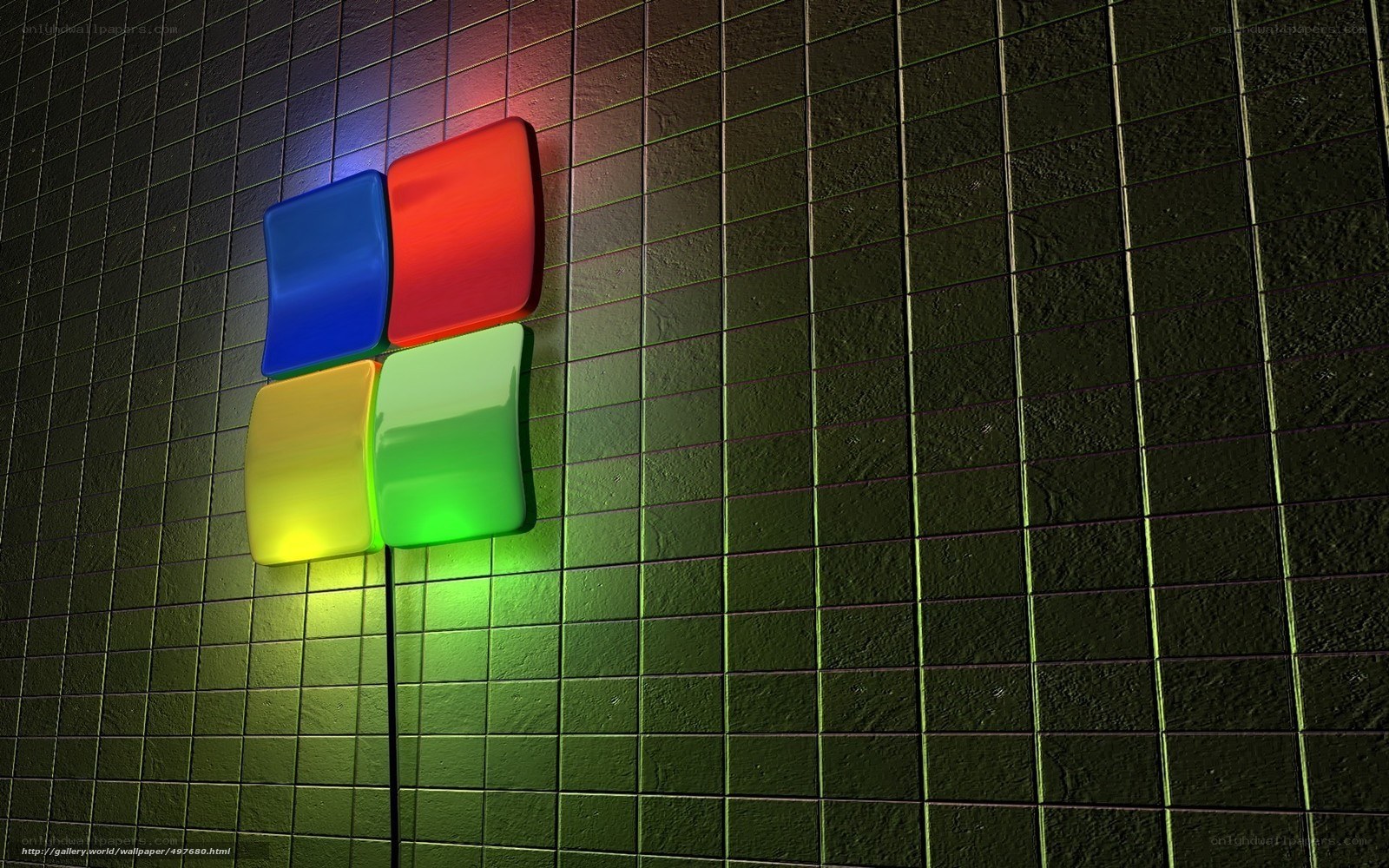 Windows logo on tiled wall