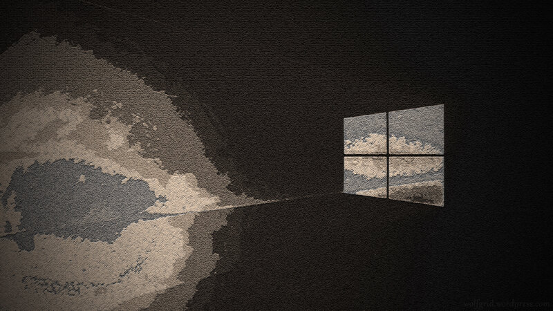 Windows Logo on Wall — Black, Dramatic, Digital Art