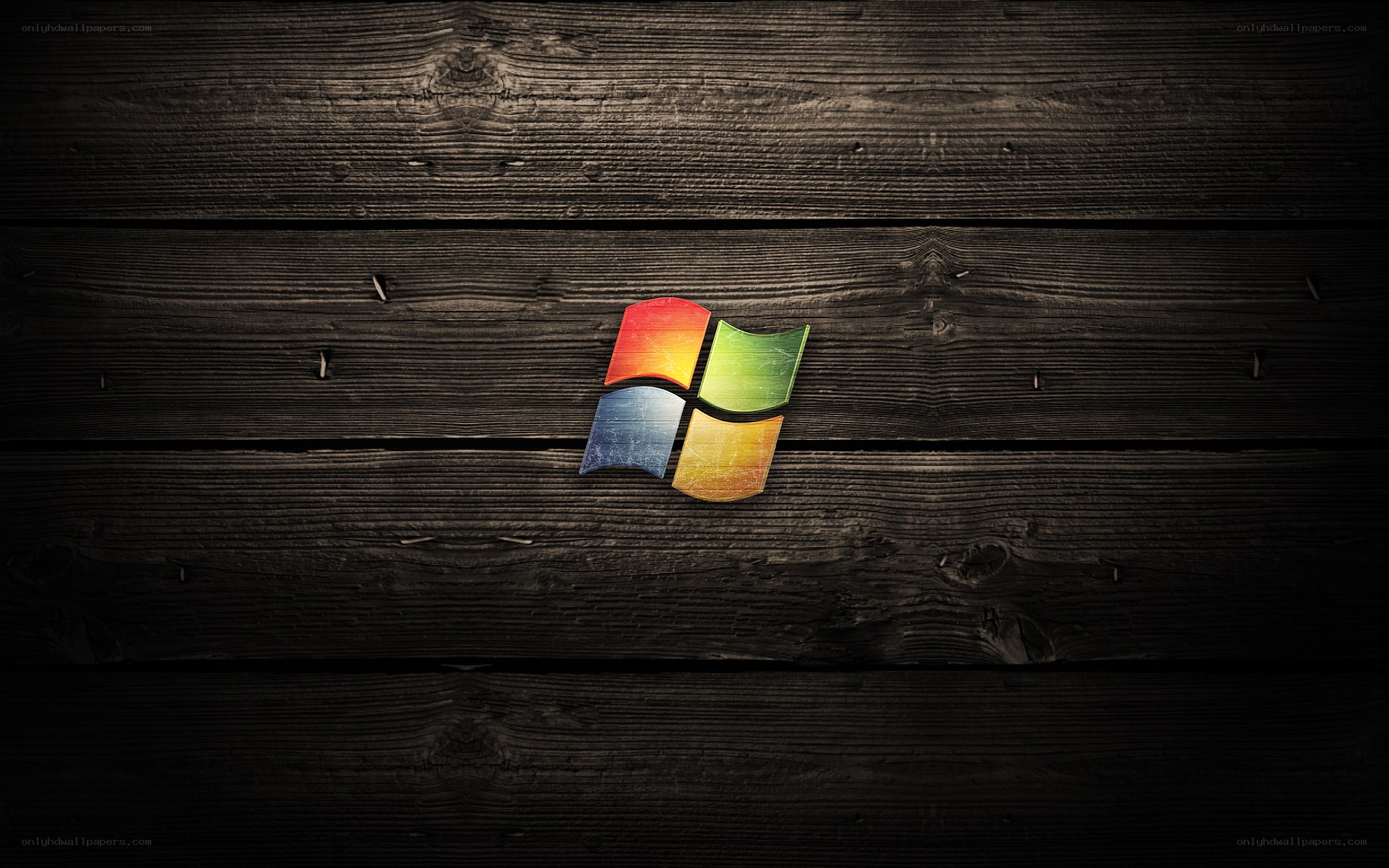 Windows logo on wood