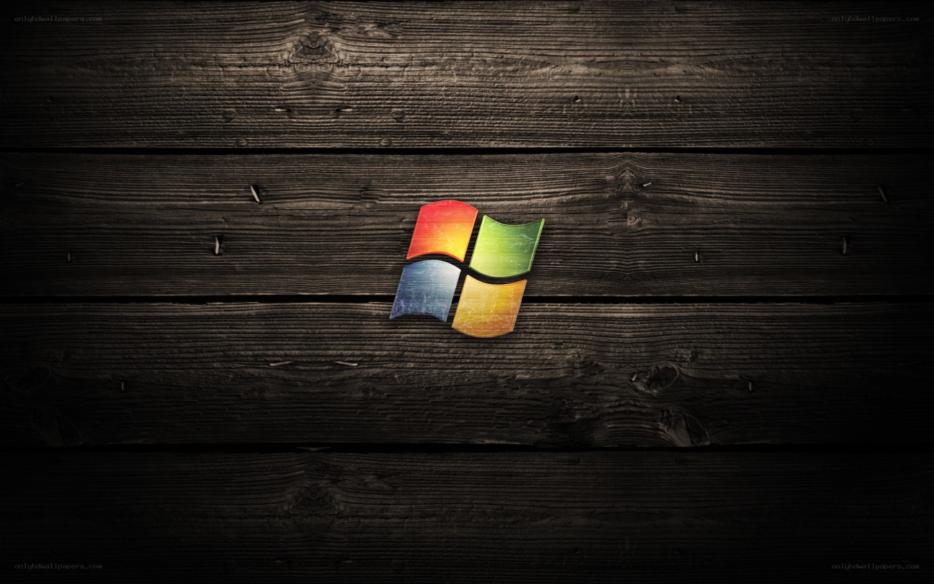 Windows logo on wood