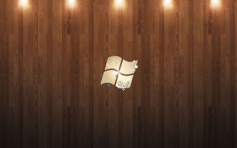Windows Logo on Wood — Brown, Calm, Digital Art