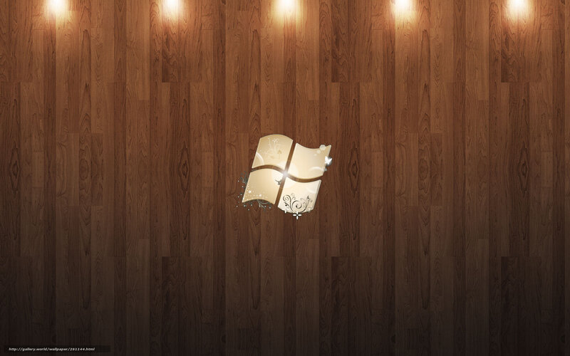 Windows Logo on Wood — Brown, Calm, Digital Art, Wood Floor