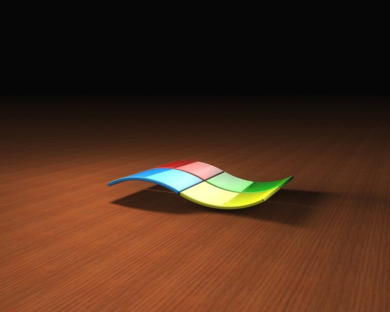 Windows Logo on Wood — Brown, Dramatic, 3d Render