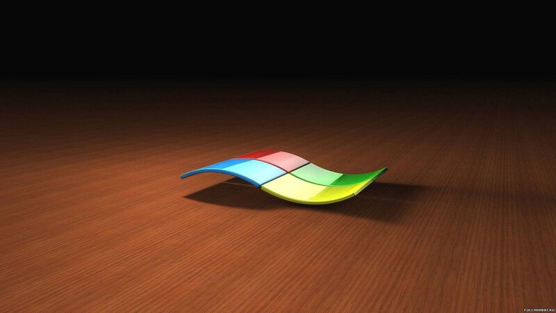 Windows Logo on Wood — Brown, Minimalist, 3d Render, Wood Floor
