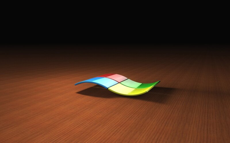 Windows Logo on Wood — Brown, Minimalist