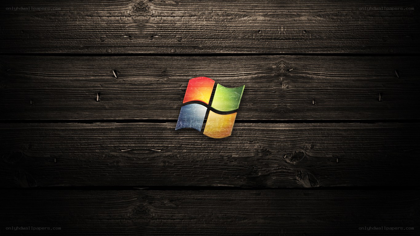 Windows logo on wood texture
