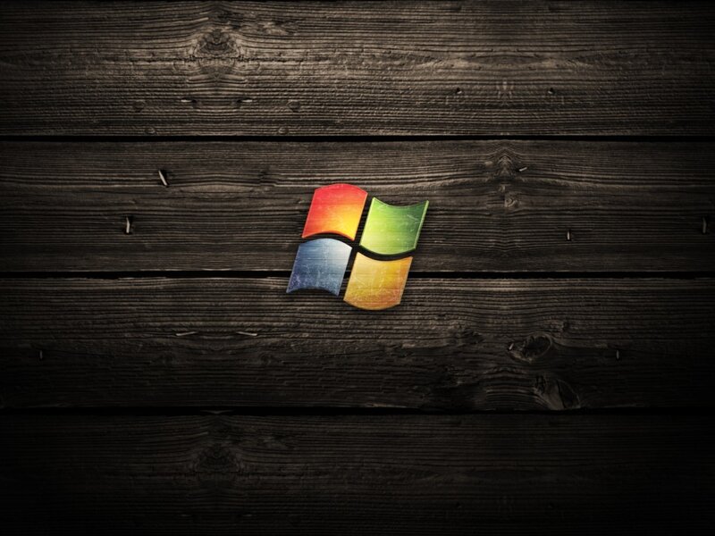 Windows logo on wood texture