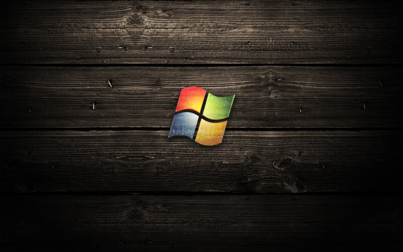 Windows logo on wood texture
