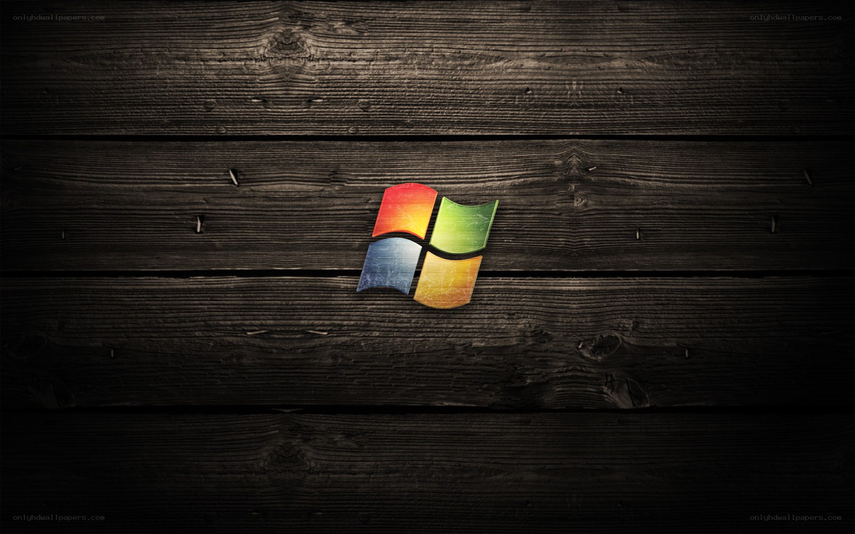 Windows logo on wood texture