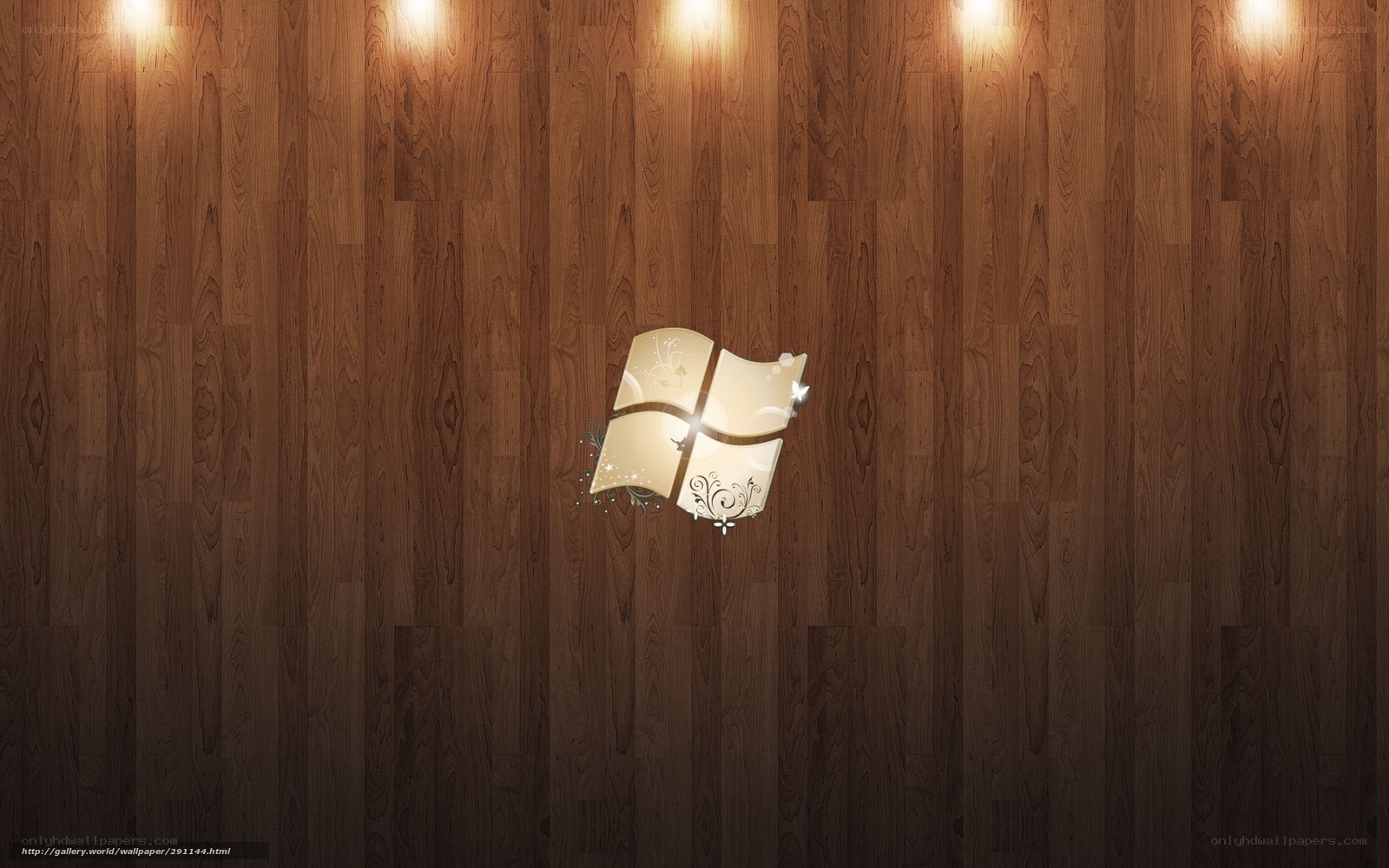 Windows logo on wood wall