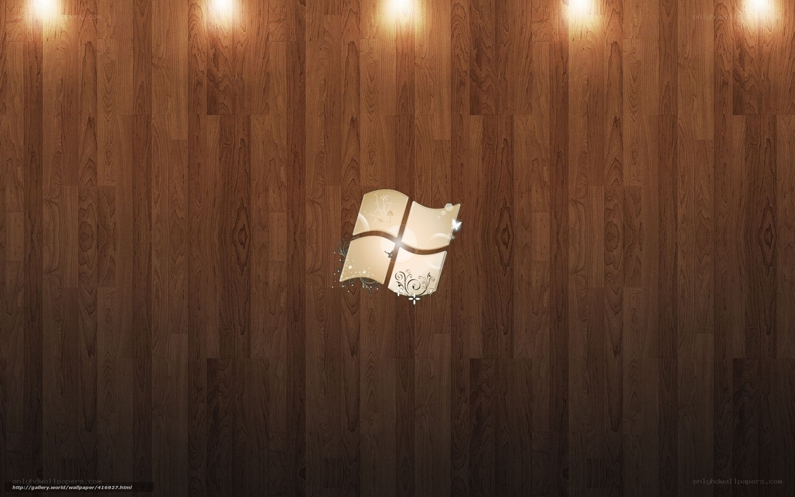 Windows logo on wood wall