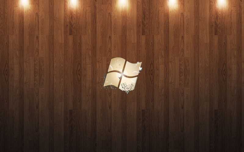 Windows logo on wood wall