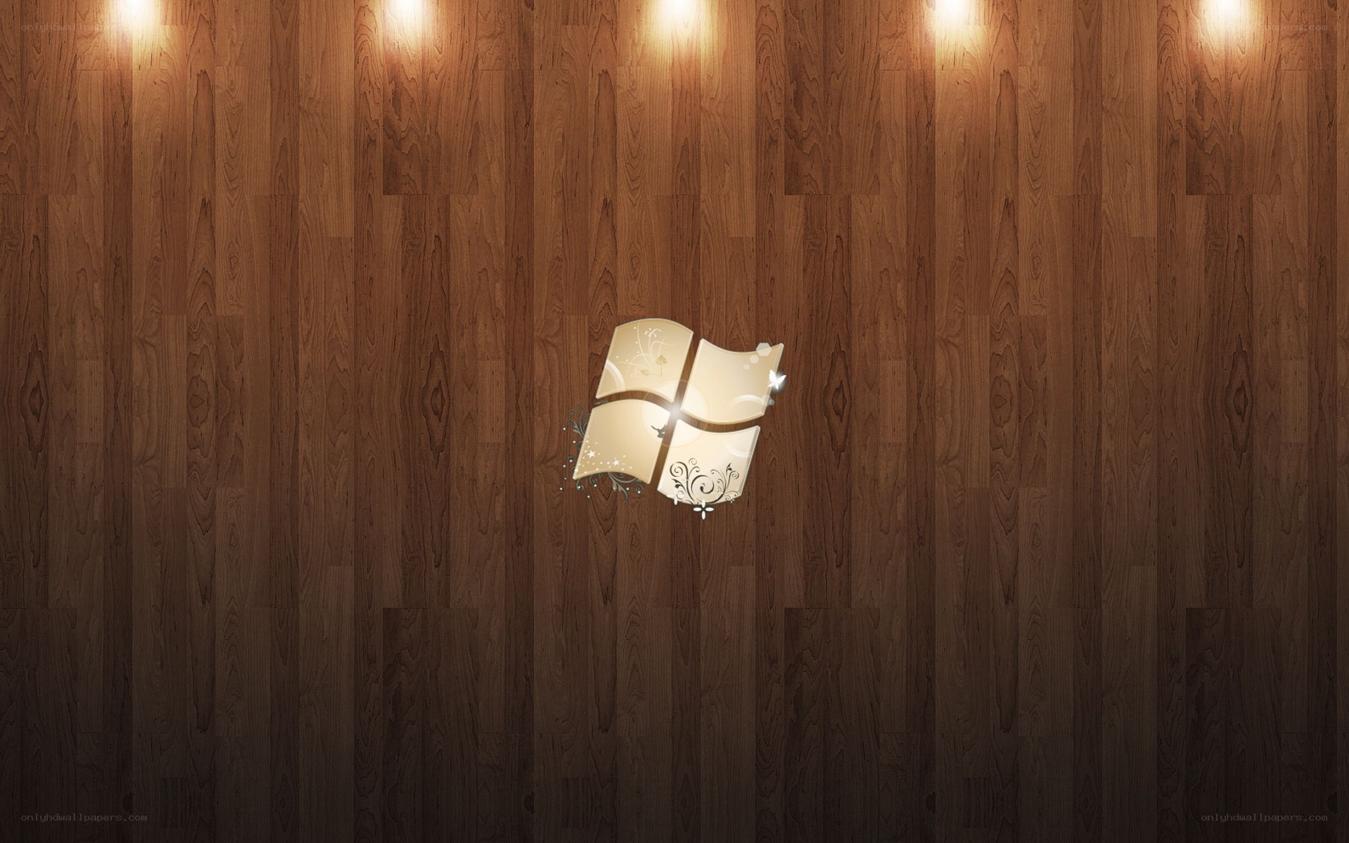 Windows logo on wood wall
