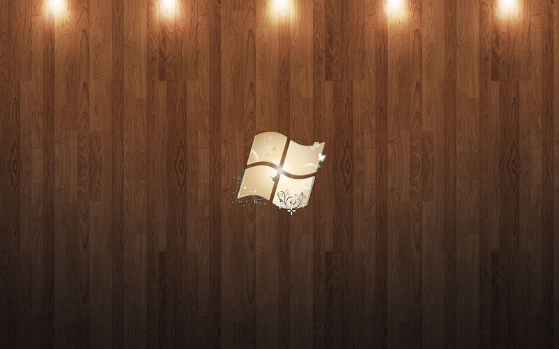Windows logo on wood wall
