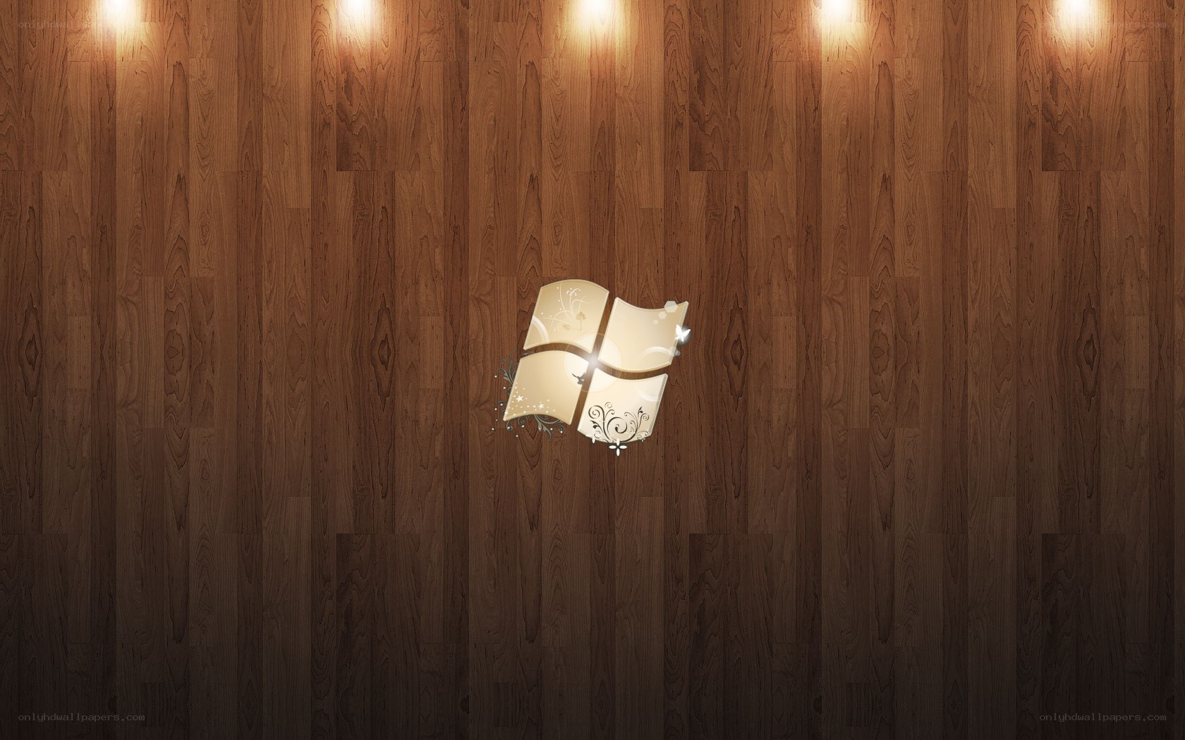 Windows logo on wood wall