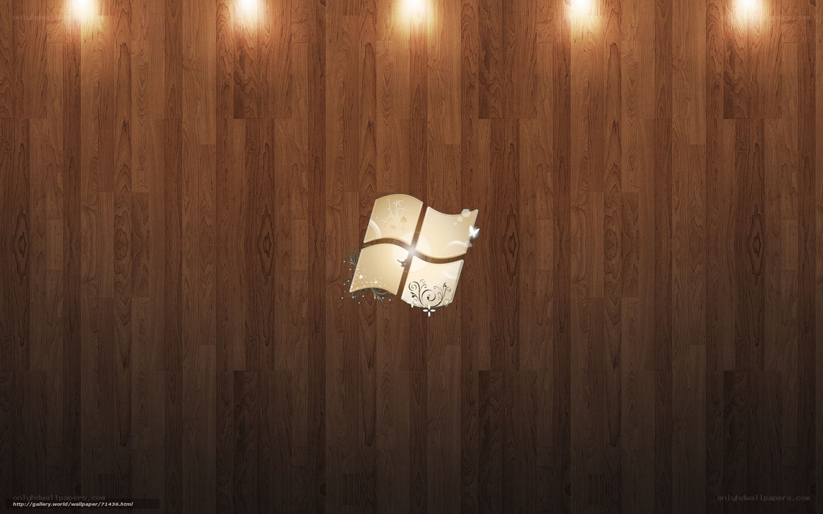 Windows logo on wood wall