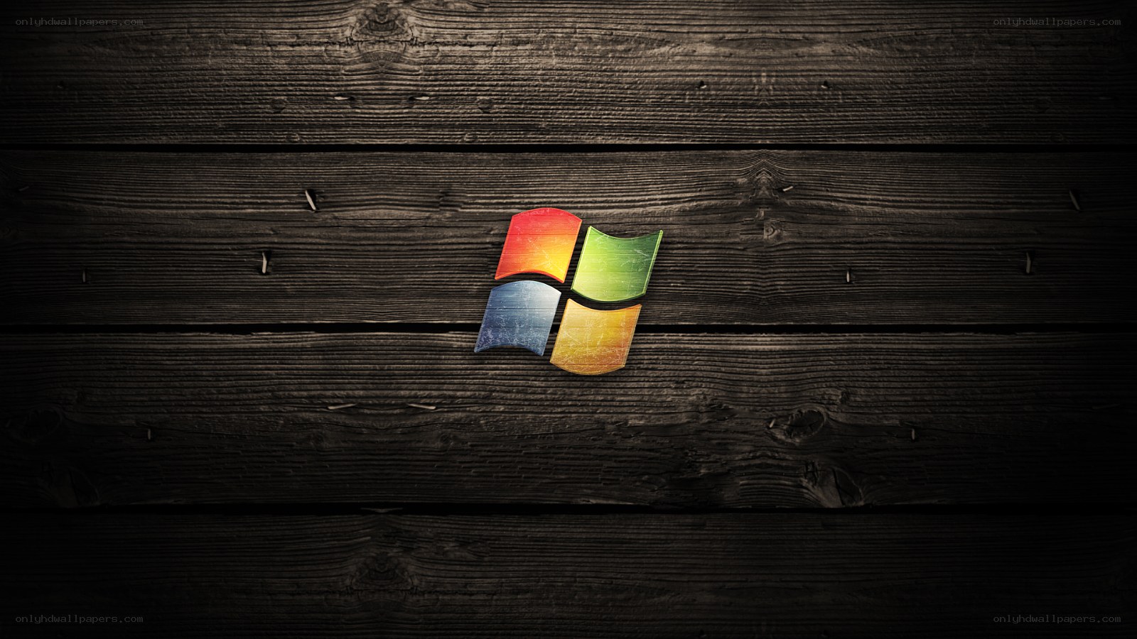 Windows logo on wood