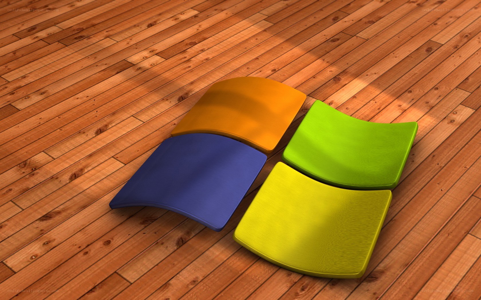 Windows logo on wooden floor