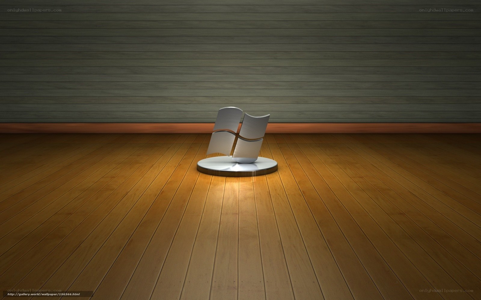 Windows logo on wooden floor