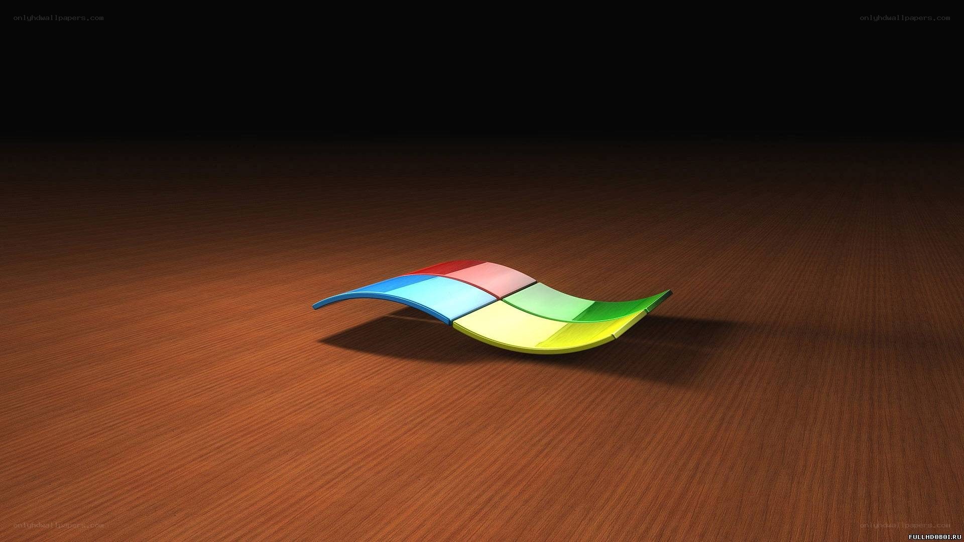 Windows logo on wooden surface