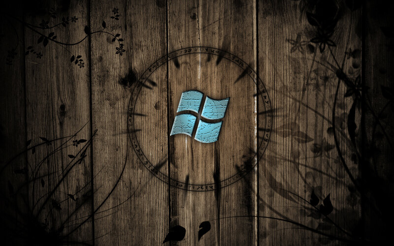 Windows logo on wooden wall