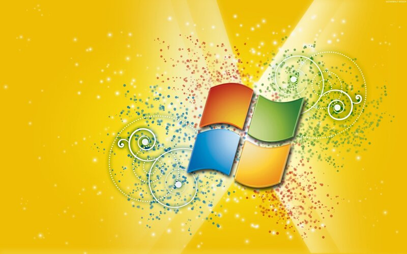 Windows logo on yellow background