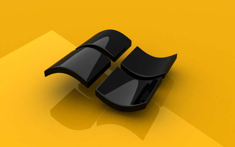 Windows logo on yellow background