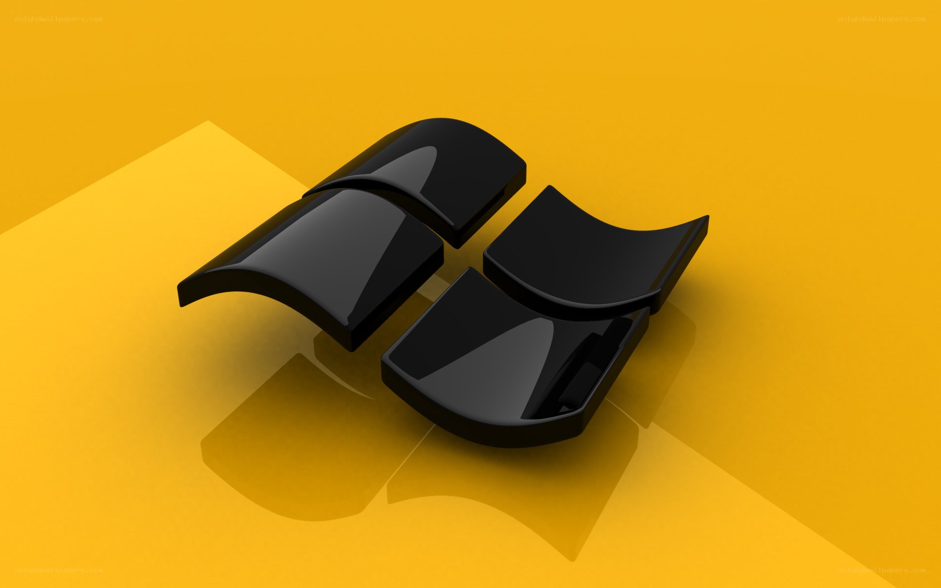 Windows logo on yellow background