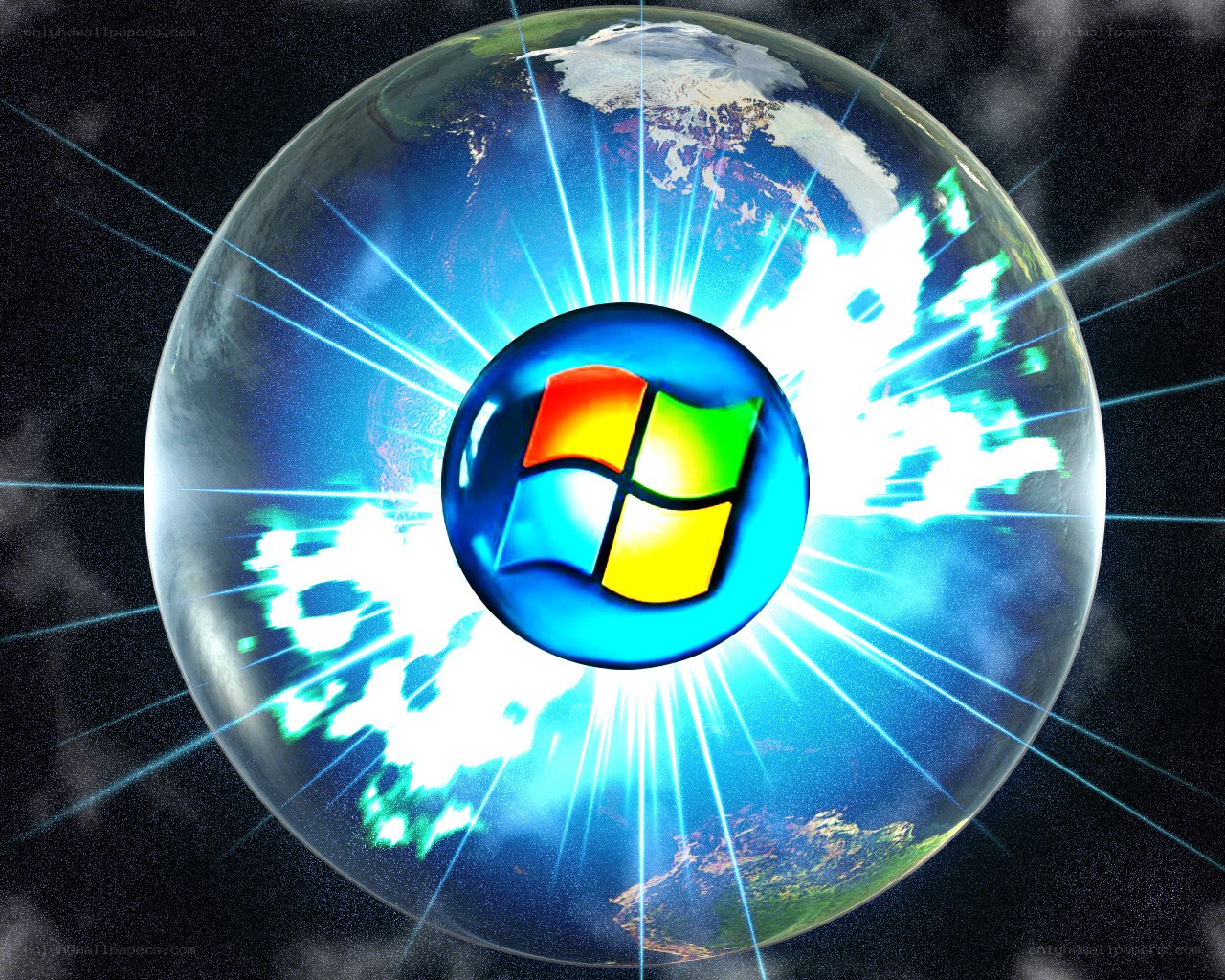 Windows logo over Earth