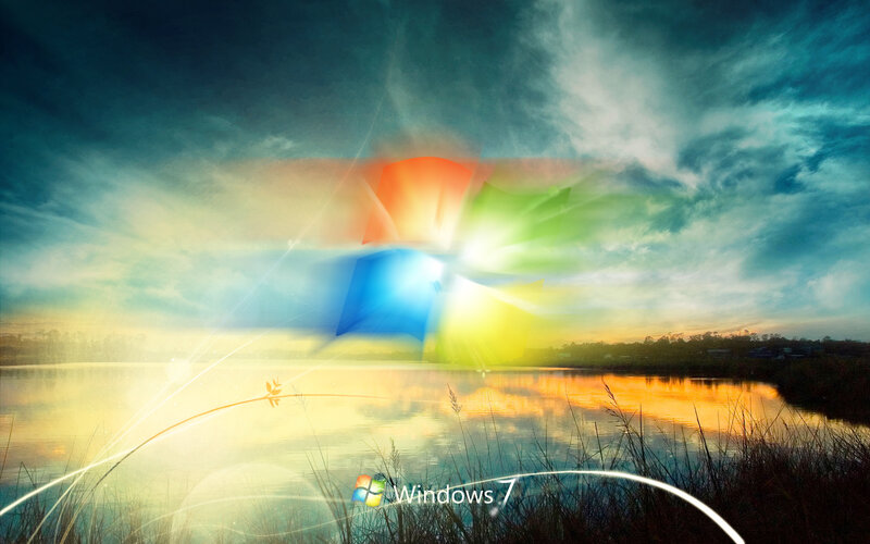 Windows Logo over Lake