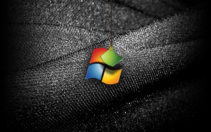 Windows Logo Pendant — Black, Dramatic, Digital Art, Chain