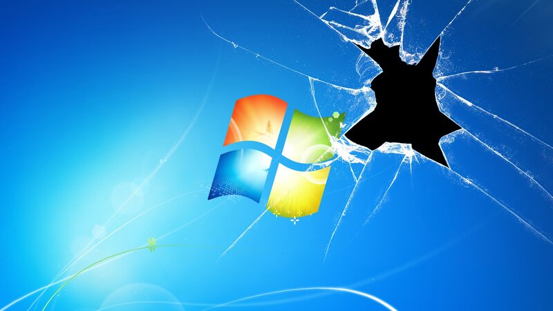 Windows logo through cracked glass