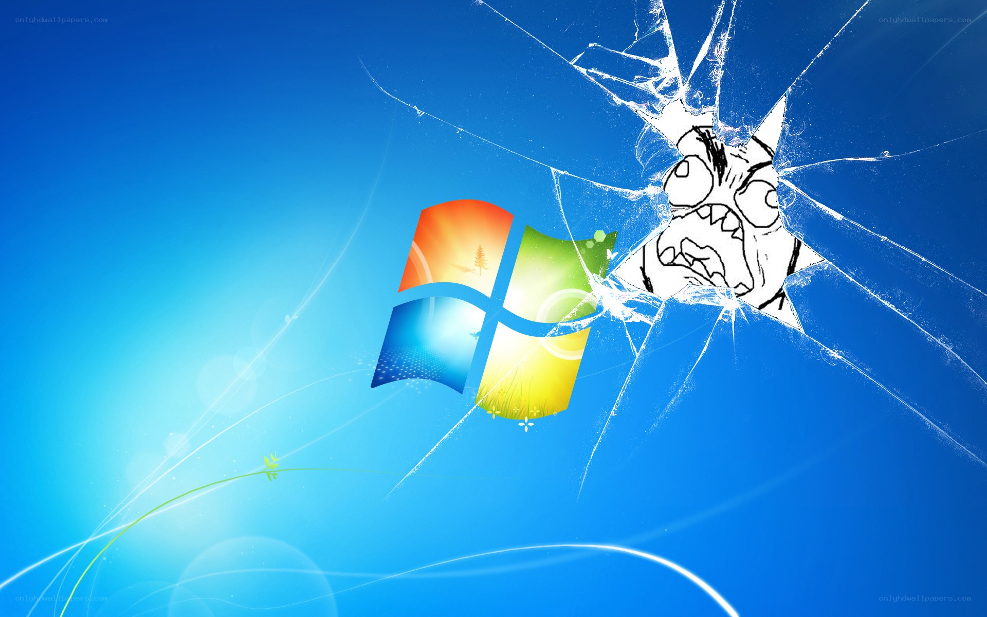 Windows logo through shattered glass