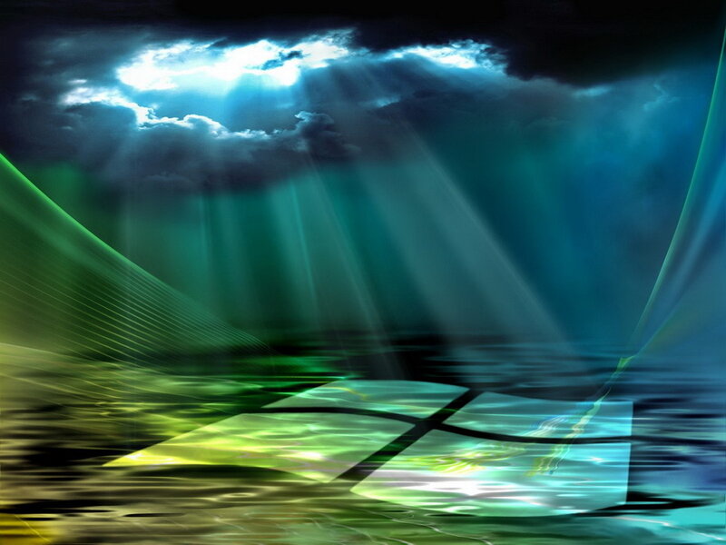 Windows logo under sunbeams