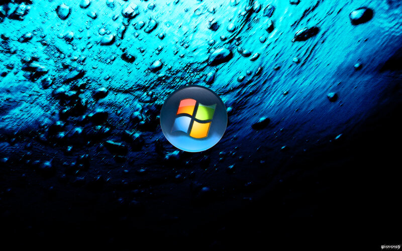 Windows Logo Underwater — Blue, Dramatic
