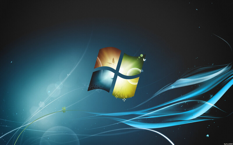 Windows logo with abstract waves