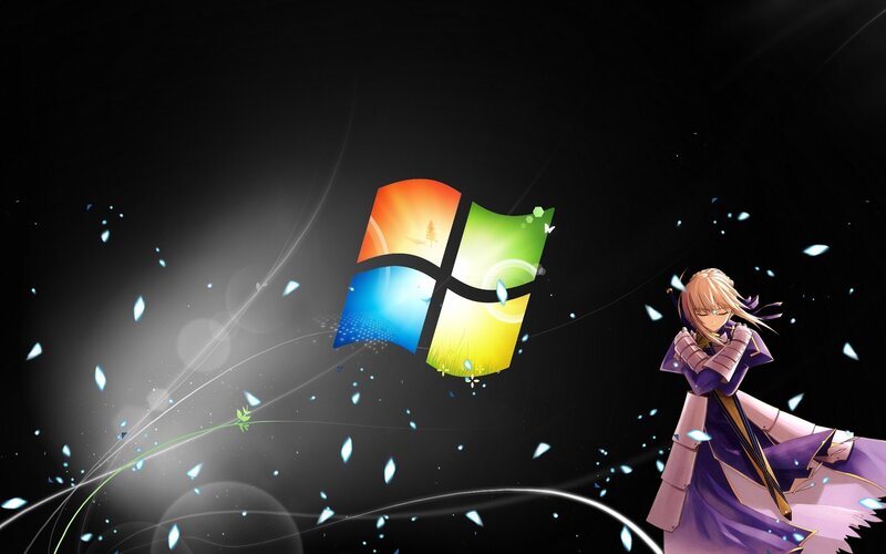 Windows logo with anime character