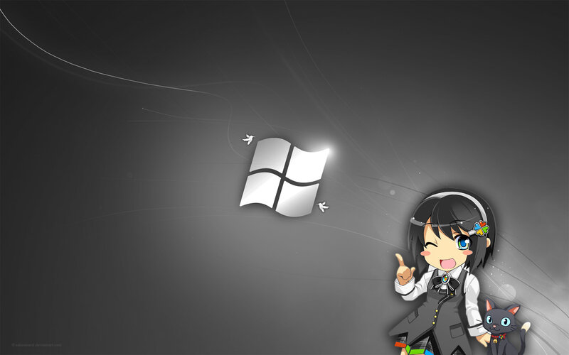 Windows logo with anime girl