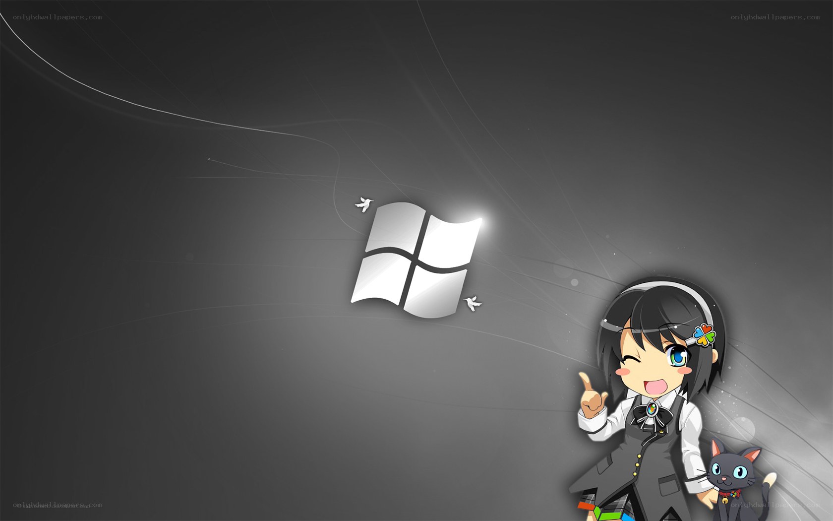 Windows logo with anime girl