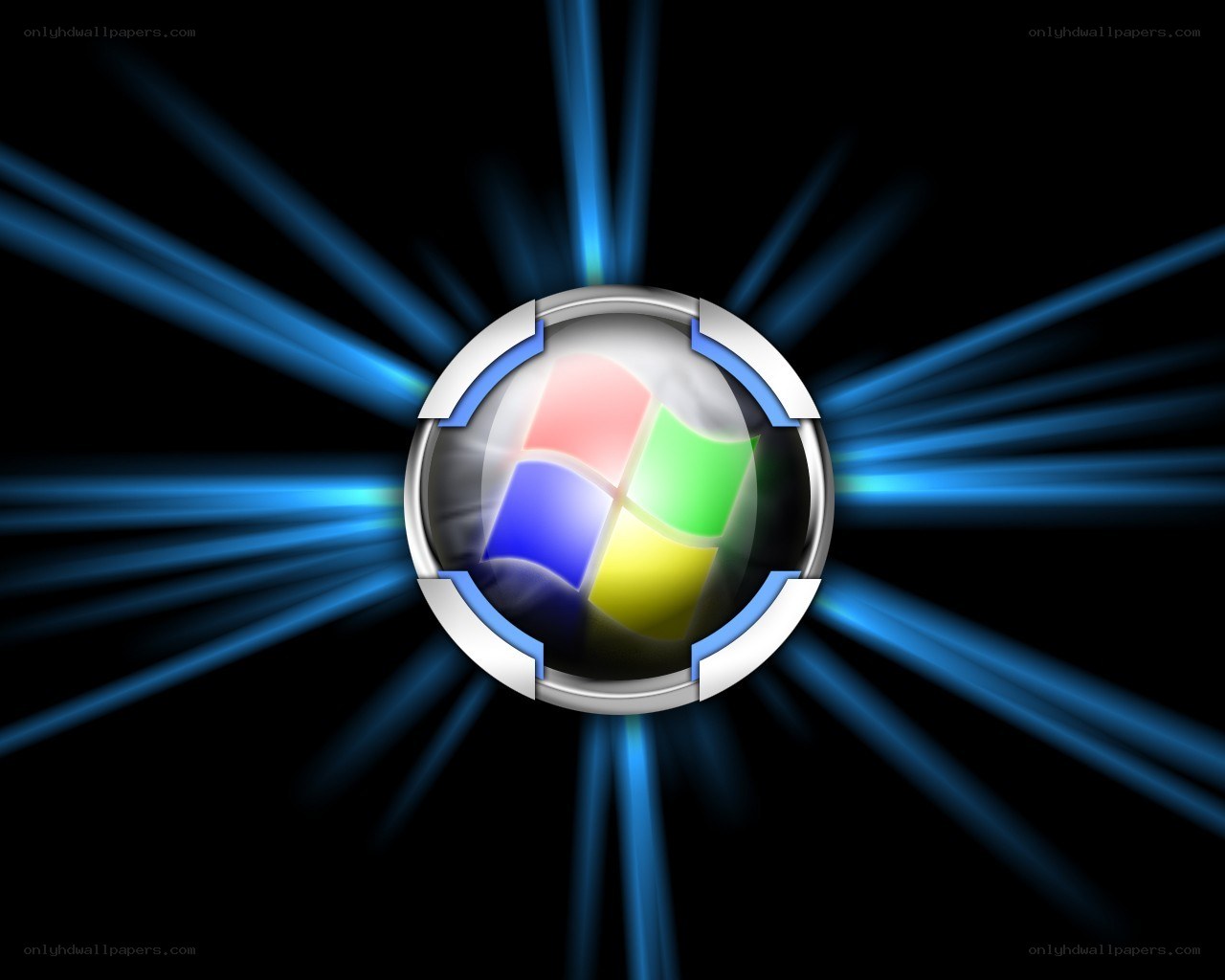 Windows logo with blue rays