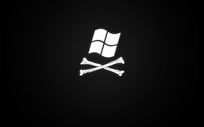 Windows Logo with Bones — Black, Dark