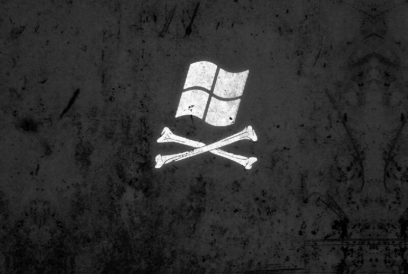 Windows Logo with Bones — Black, Gritty